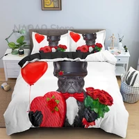 romantic style dog bedding set 23pcs duvet cover with pillowcase comforter cover set quilt cover queen king size home textiles