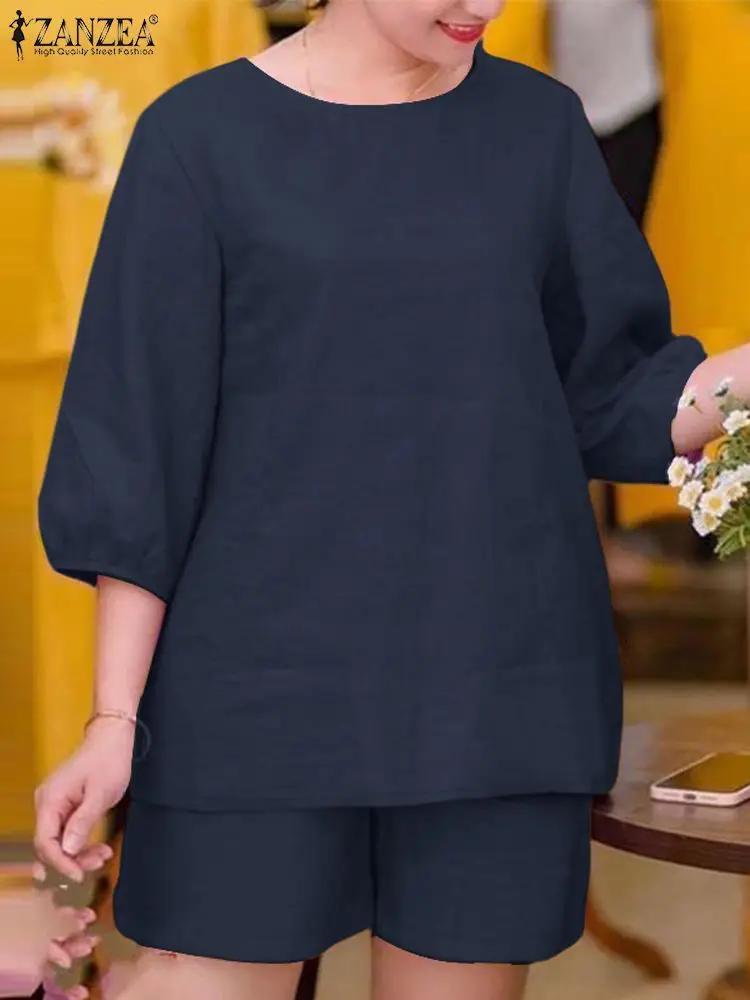 Шорты ZANZEA женские с эластичным поясом Элегантные короткие комплекты блузка