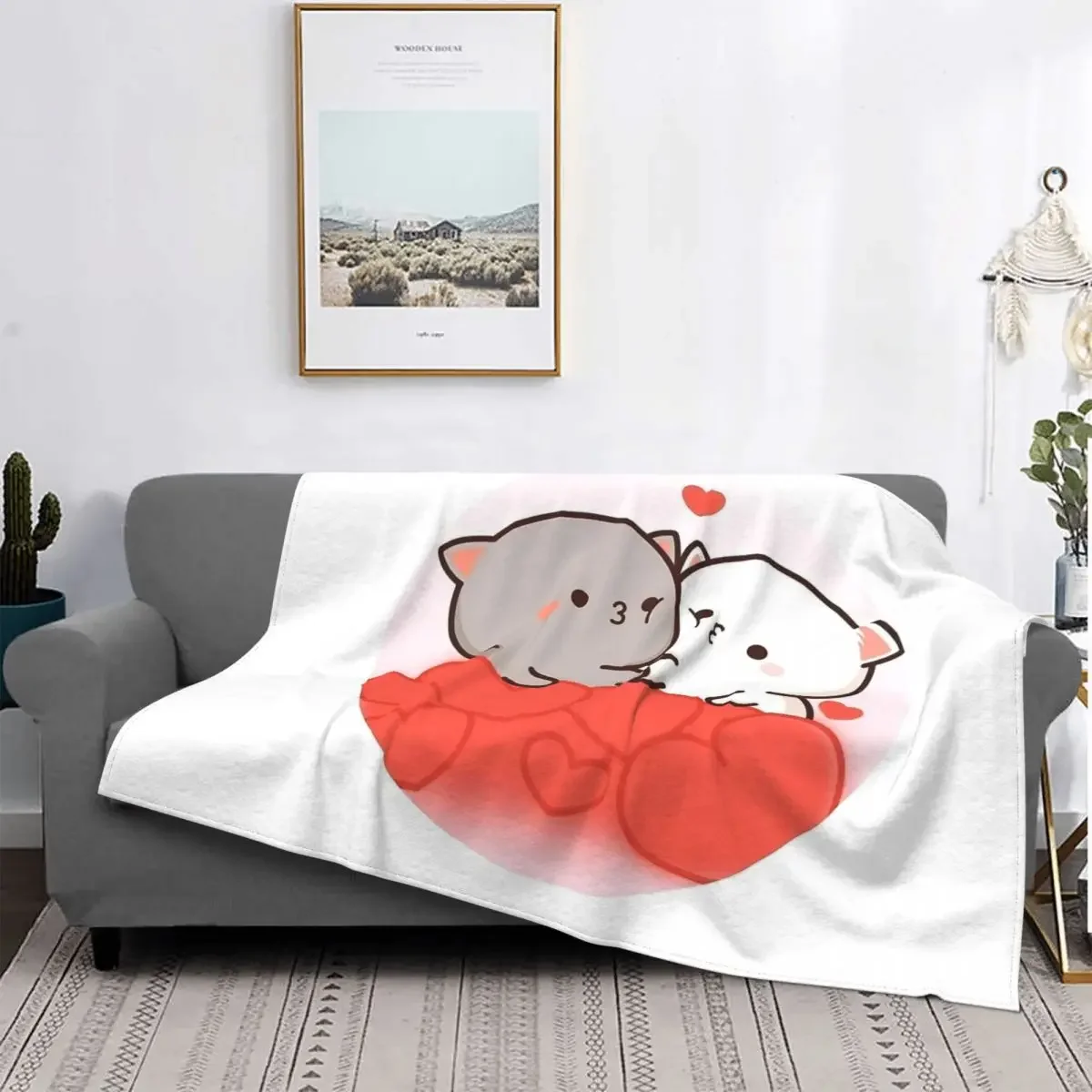 Одеяла Goma с милыми медведями коралловый флис плюшевое одеяло принтом Mochi Peach Cat