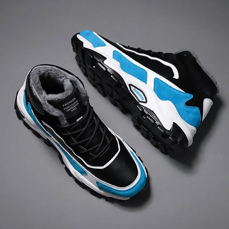 Men's Plus Velvet Sports Shoes Winter High-top Non-slip Comfortable Warm Sneakers Trend Outdoor Sport Cotton Shoes Size 39-45