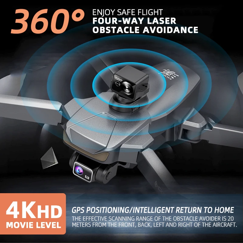 

EBOYU CK10 Pro GPS RC Drone 5G WiFi FPV 4K HD Camera 360 Laser Obstacle Avoidance Brushless Motor GPS Return RC Quadcopter Drone