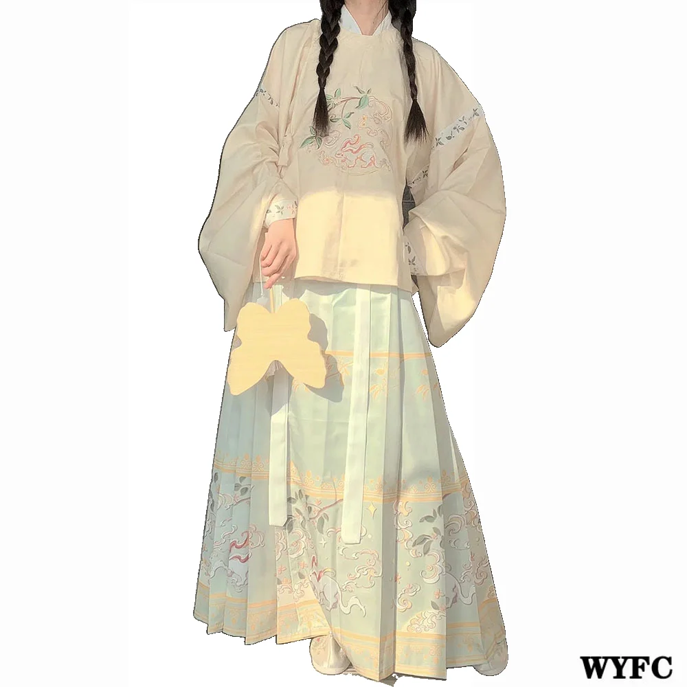 

lining/False collar Autumn And Winter Horseface Skirt Pipa Sleeve Top Little Immortal Rabbit Ming System Hanfu Women's Clothing