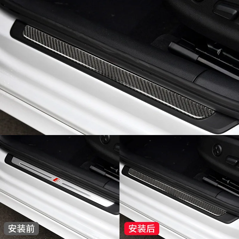 

Для Audi A3 8V 2012-2019 натуральное углеродное волокно другие аксессуары для интерьера рамка порога двери отделка наклейки автомобильный стиль