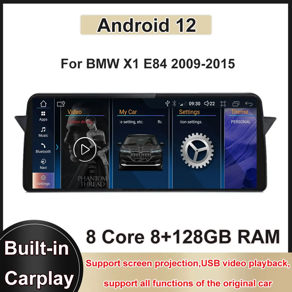 

12.3 Inch Android 12 Touch Screen For BMW X1 E84 2009-2015 iDrive System Car Carplay Monitors Stereo Speacker Multimedia Player
