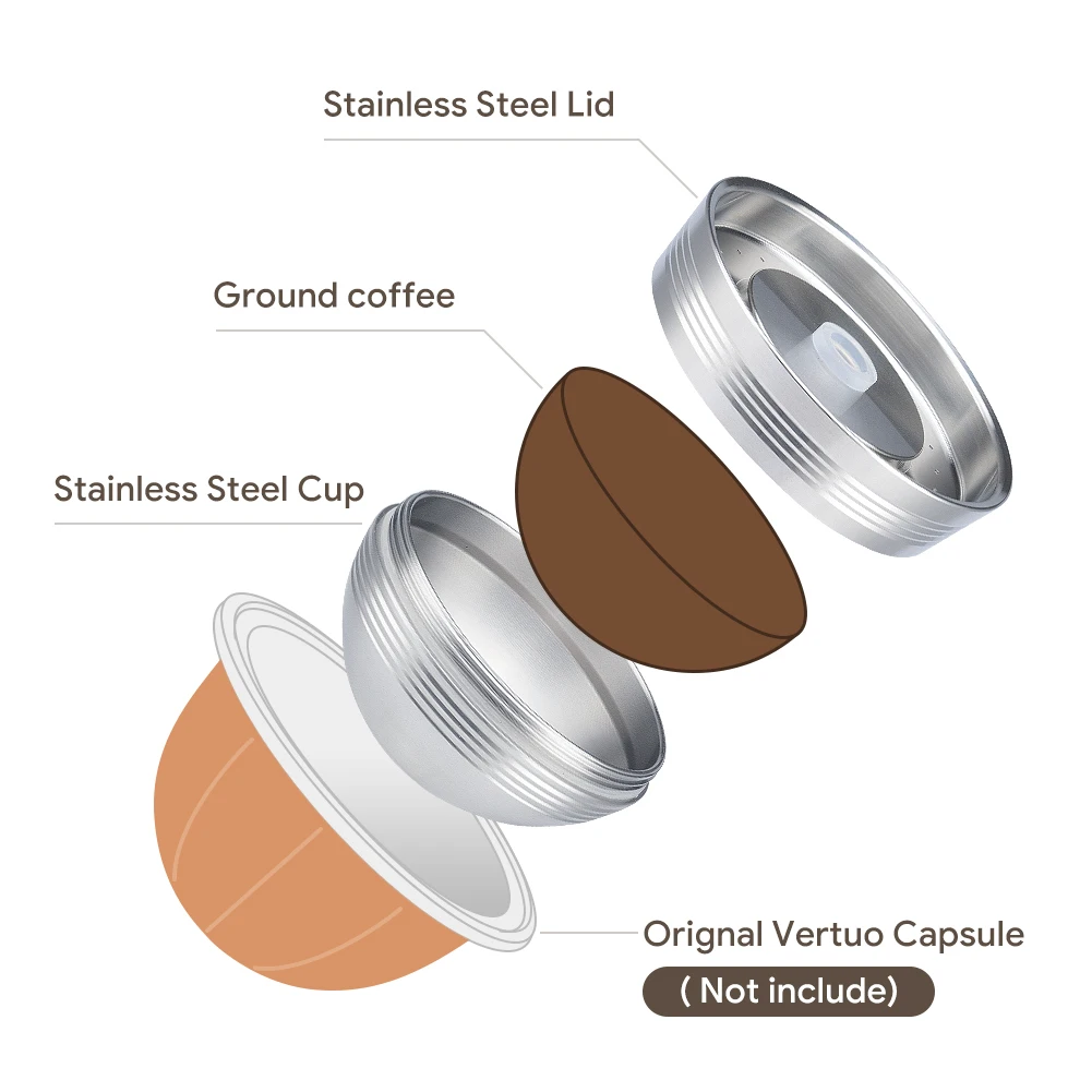 Фото Icafilas многоразовый кофейный фильтр для Nespresso Vertuo Next Vertuoline многоразовая капсула из нержавеющей стали с оригинальным стручком подарок №3