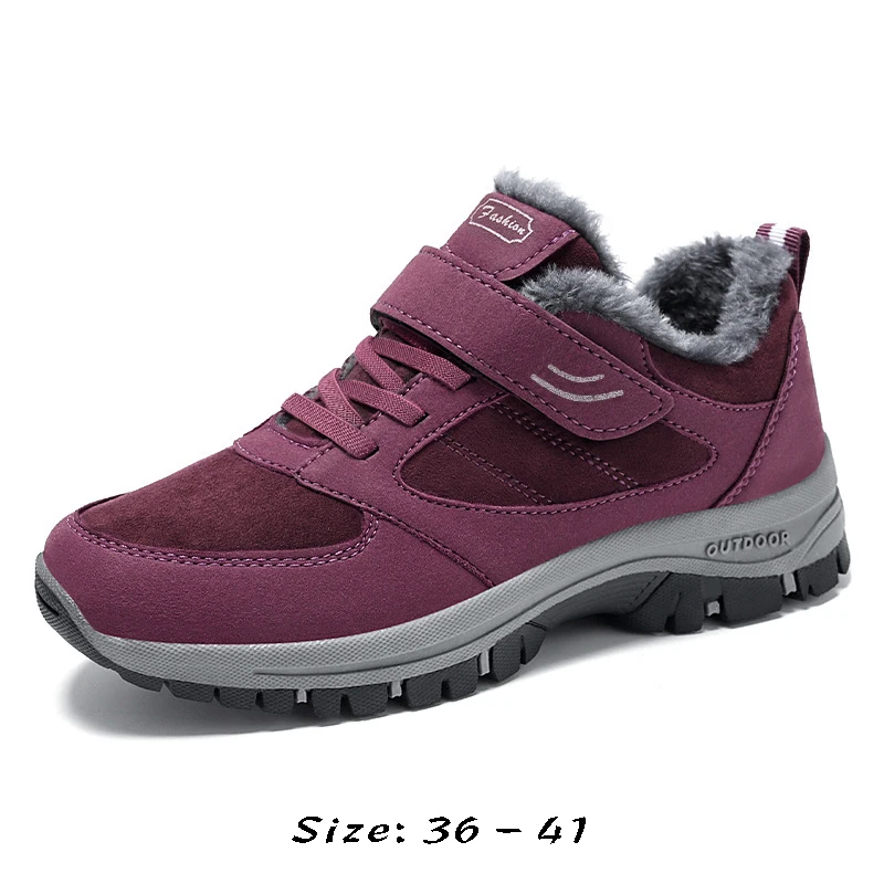 

High quality short ankle snow cotton boots for women with fur thickening new 2023 winter casual shoe - black red purple