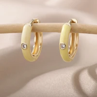 circle geometric round hoop earrings for women gold drip oil cubic zirconia buckle earrings small party jewelry accessories 2022