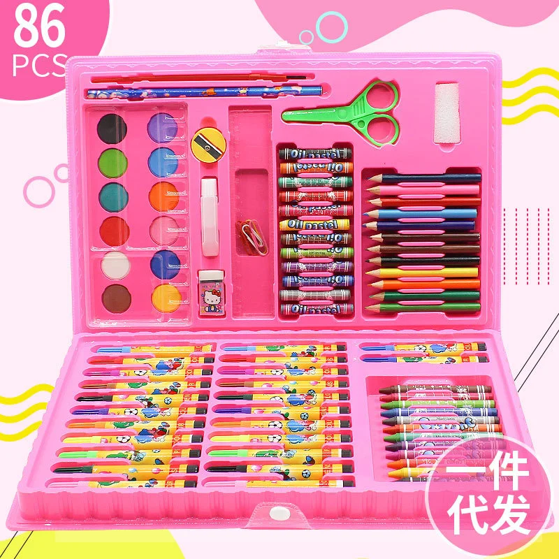 

86 Sets Of Children's Watercolor Pen Painting Set Children's Learning To Draw With Crayons, Oil Painting Sticks, Art Brushes