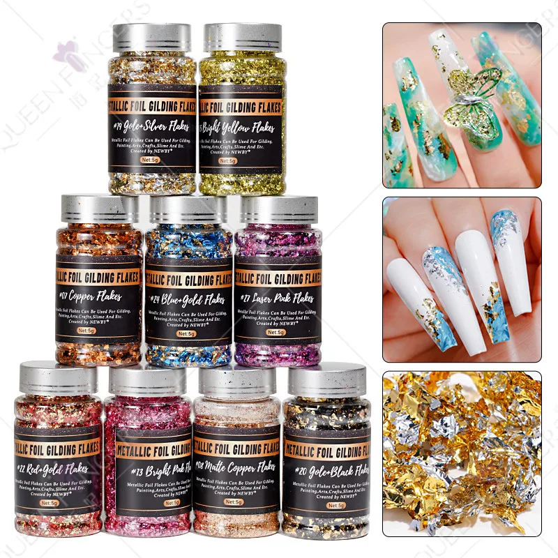 

1PC Sparkly Foil Nails Sequins Irregular Aluminum Gold Red Summer Design Set Nail Glitter Flakes Gel DIY Manicure Accessories