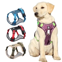 reflective dog harness adjustable safety vehicular lead straps breathable dog harnesses walking training dog chest strap