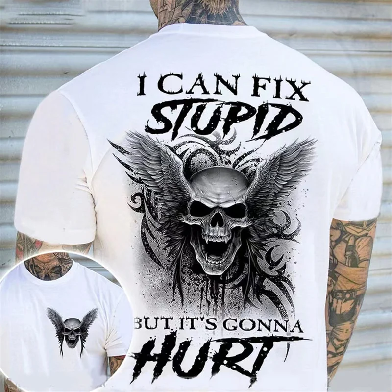 

Skull T-Shirts Summer Men's T-Shirts Hip Hop Tops Oversized Vintage T-Shirts Short Sleeves 3D Print Casual Harajuku T-Shirts