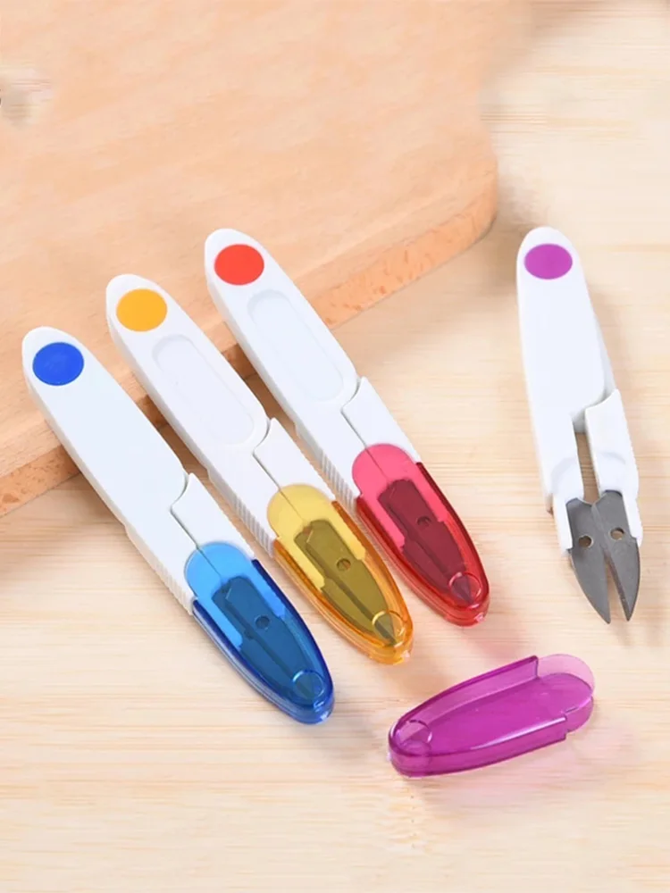 

U Shape Scissors Handle Safety Cover Plastic Sewing Scissors Thread Embroidery Cross-stitch Cutter Knitting Sewing Accessories
