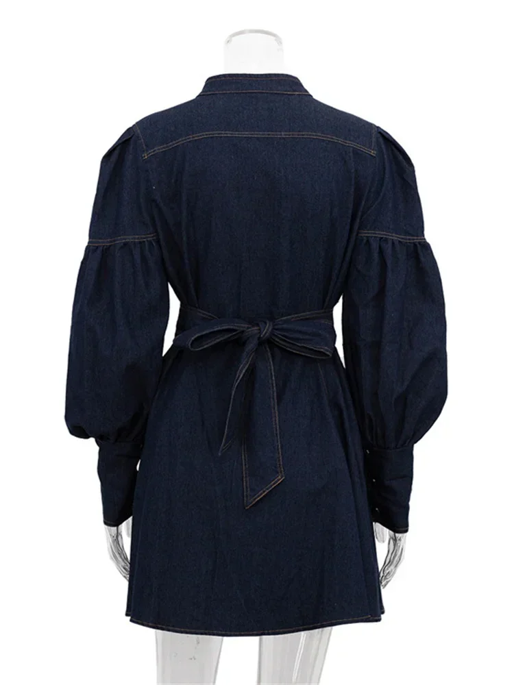 Trendix Джинсовые платья для женщин 2024 осенняя мода винтажное мини-платье на