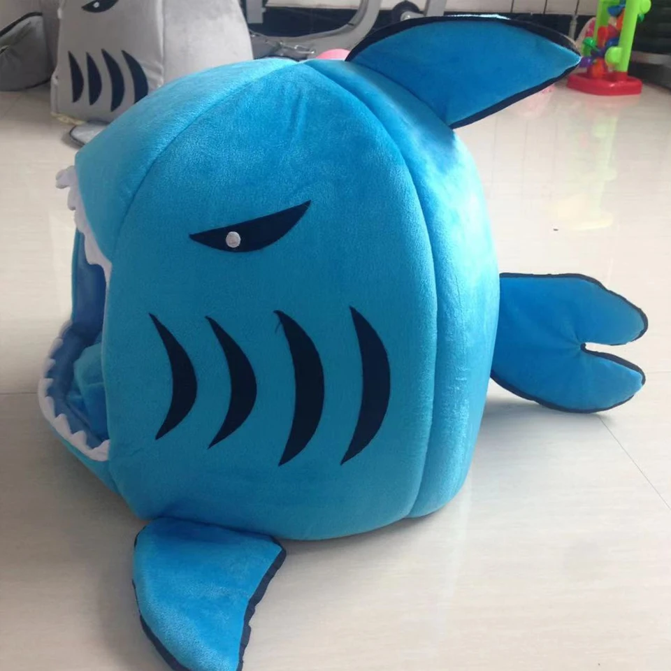 

Hot Sale Cat Mat Shark-Shaped House Warm Kennel Kitten Bed One Mat Two Usage Shark Bed for Small Cat Dog Cave Cozy Bed Removable