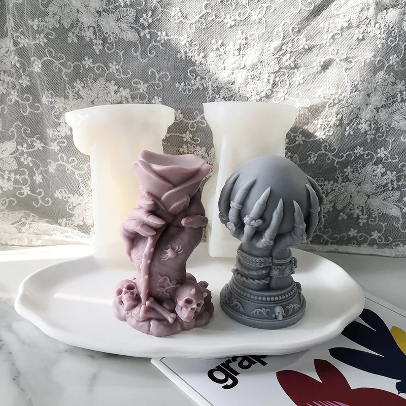 

Candle Molds Creative Rose Hand Silicone Mold Ghost Claw Devil Hand Diy Resin Decoration Scented Candle Plaster Drop Glue Mold
