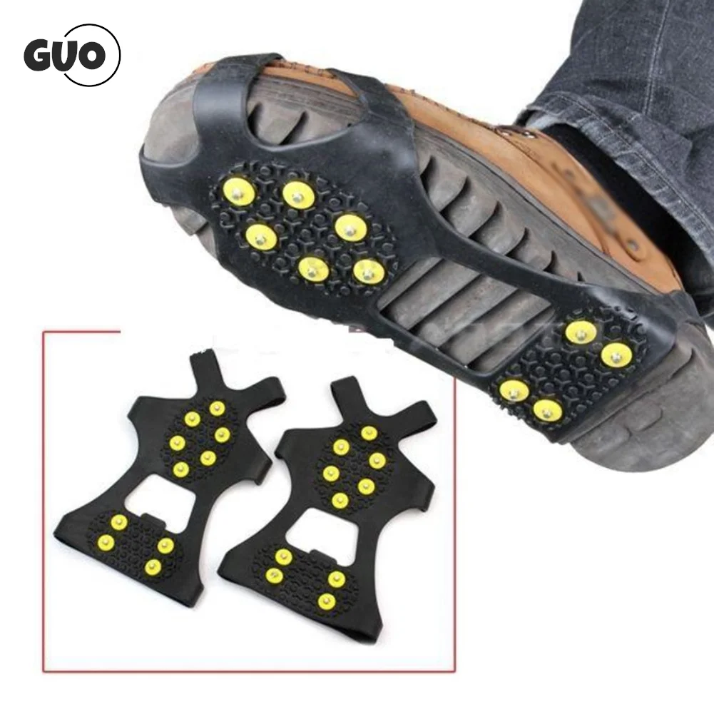 

1Pair Crampons Spike S/M/L 10 Studs Anti-Skid Snow Ice Gripper Climbing Shoe Spikes Shoes Crampon Grips Cleats Overshoes