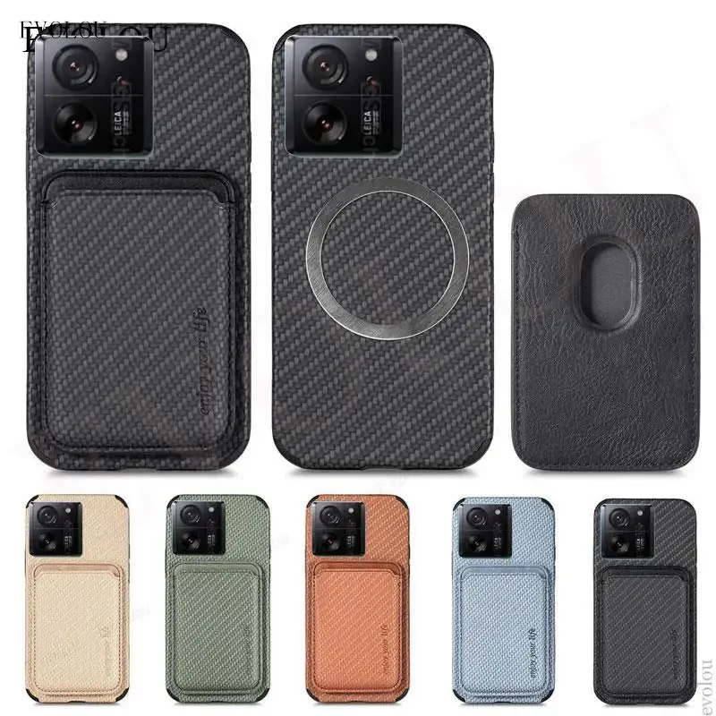 Магнитный кожаный чехол Magsafe для Xiaomi 14 беспроводное зарядное устройство из