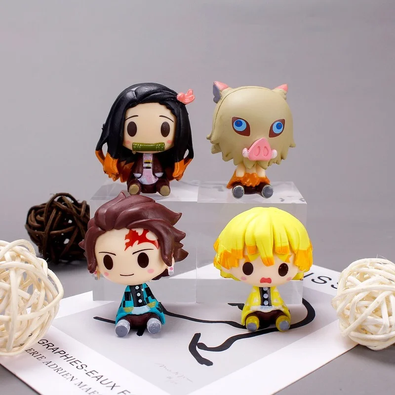 

BANDAI Physical Q Version of The Blade of Ghost Killing Yudouzi Tanjiro Cartoon Doll Car Ornaments Children's Birthday Gift PVC