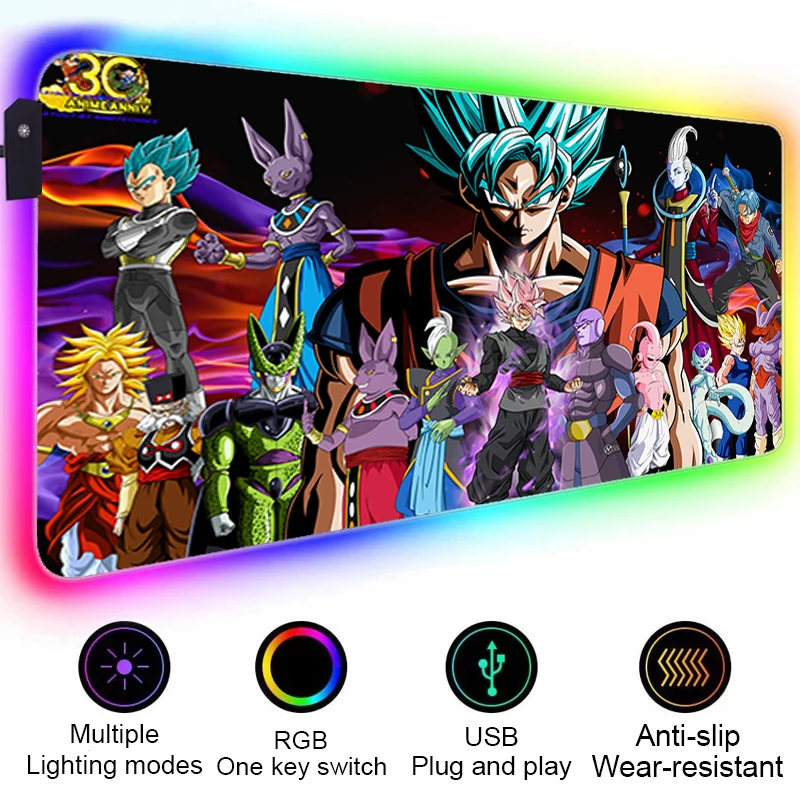 Rgb Настольный коврик для мыши Xxl скоростной в стиле аниме крутой виде дракона со