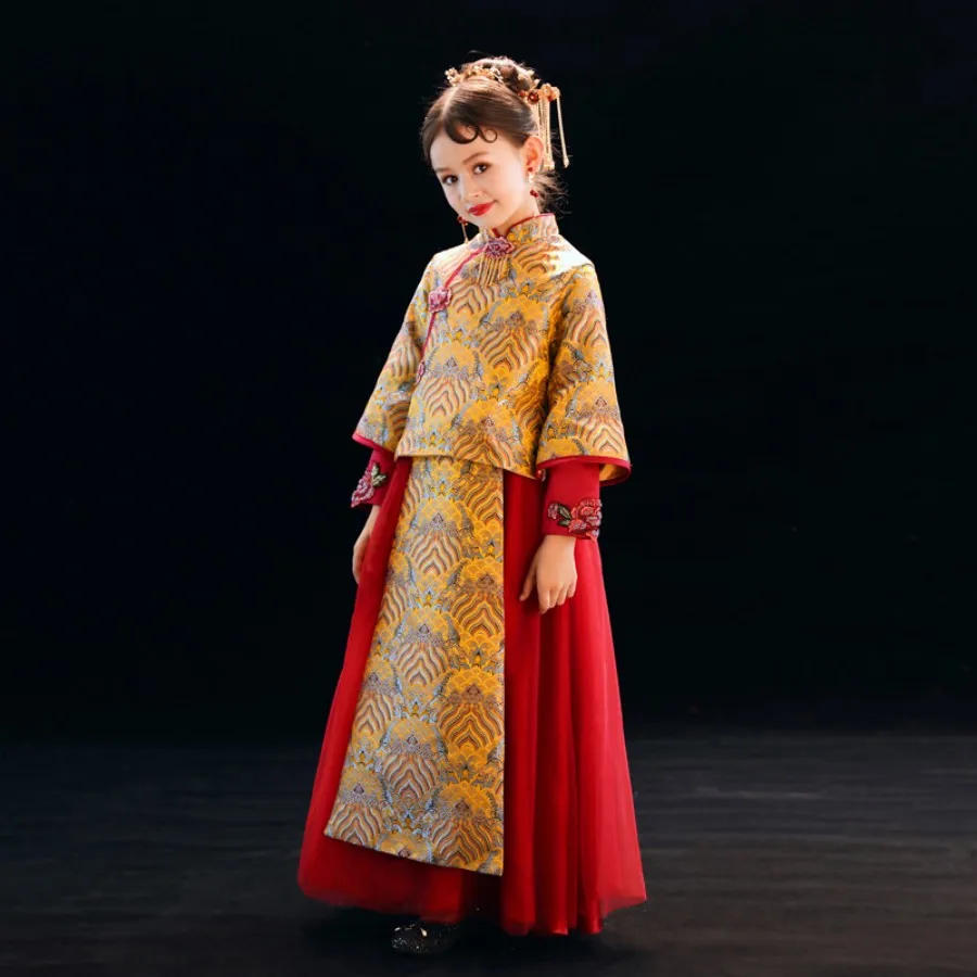 

Chinese Traditional Clothing Formal Girls Important Occasion And Wedding Dress 4 To 14 Years Child Hanfu Lunar New Years Costume