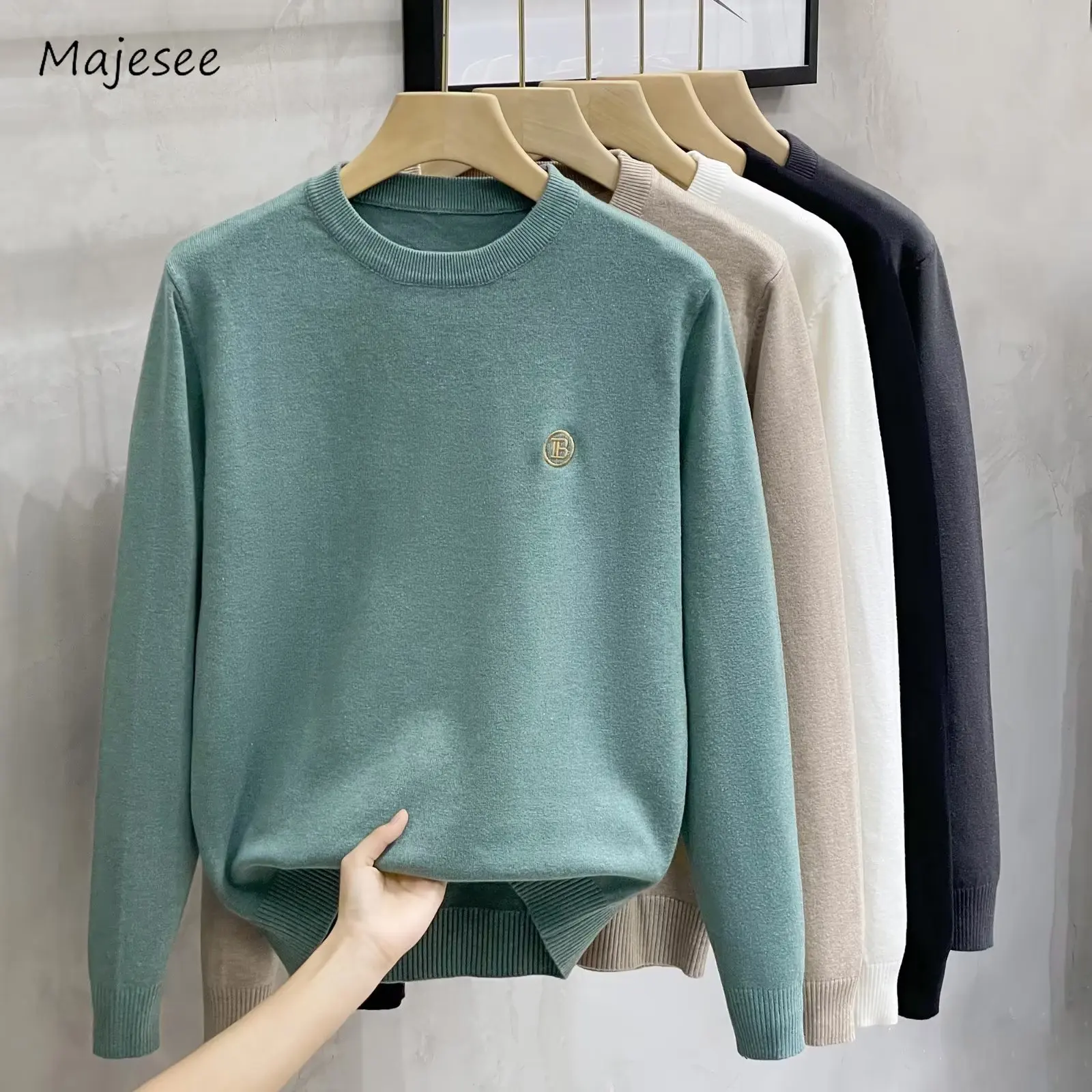 5-цветные пуловеры с круглым вырезом мужские тонкие повседневные теплые вязаные