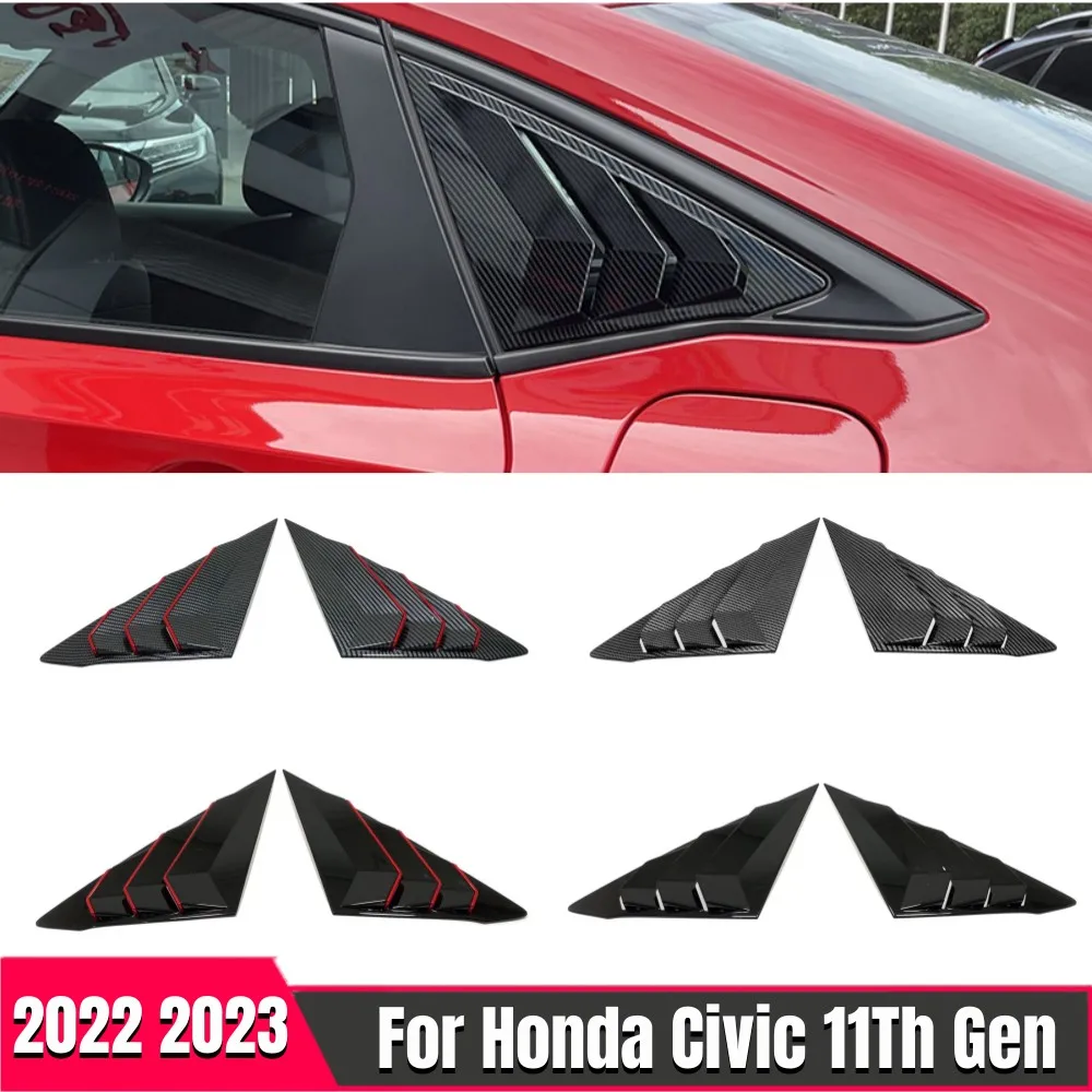 

For Honda Civic 11th 2021 2022 2023 Car Rear Window Triangle Shutter Trim Cover ABS Carbon Fibre Protective Exterior Accessories