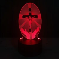 3d night light jesus cross virgin mary 7 colors change touch remote control bedside table lamp usb led lights room decor gifts