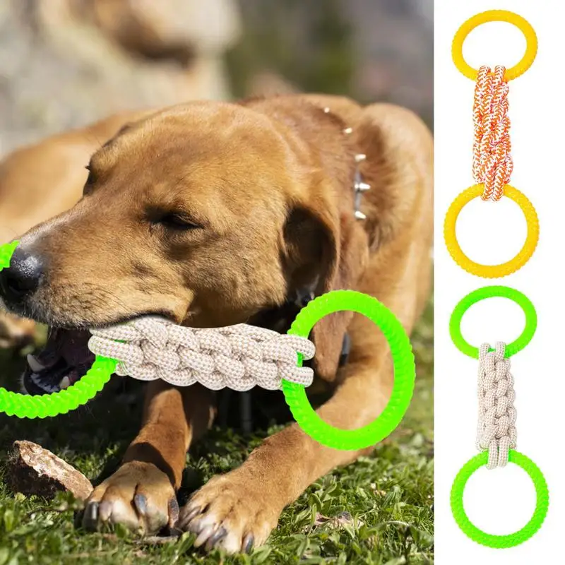 

Dog Teething Toys Interactive Dog Pet Training Chew Toys Durable Double Loop Knot Bone Molding For Dog And Puppy Dogs Supplies