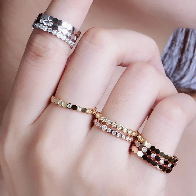 

Chaumet Paris Luxury s925 Silver Bee My Love Honeycomb Ladies Classic Stacked Fashion Ring Wedding Ring Women's Jewelry