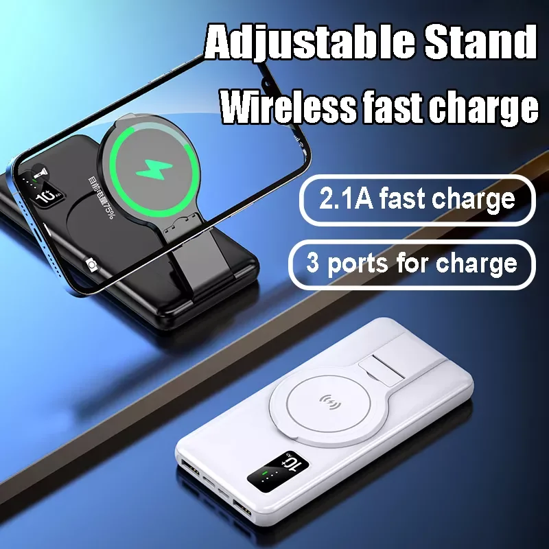 

10000mAh Power Bank 22.5W Fast Charging External Battery With Folding Stand For Iphone 1213Pro 15W Wireless Charger