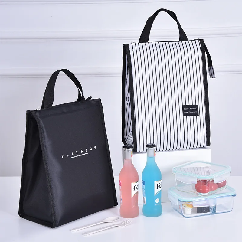 

Portable Black Thermal Lunch Bag Cooler Insulated Picnic Bento Tote Travel Fruit Drink Food Fresh Organizer Accessories Supplies