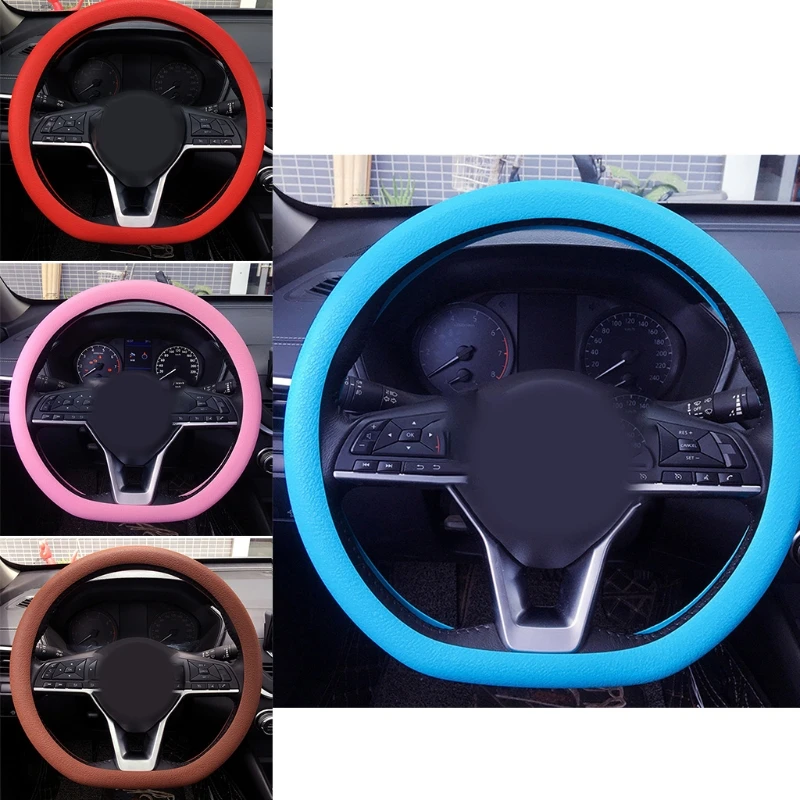 

32cm-40cm Universal Elastic Anti-slip Soft Silicone Car Steering Wheel Case Cover Shell Skidproof Auto Styling Accessories