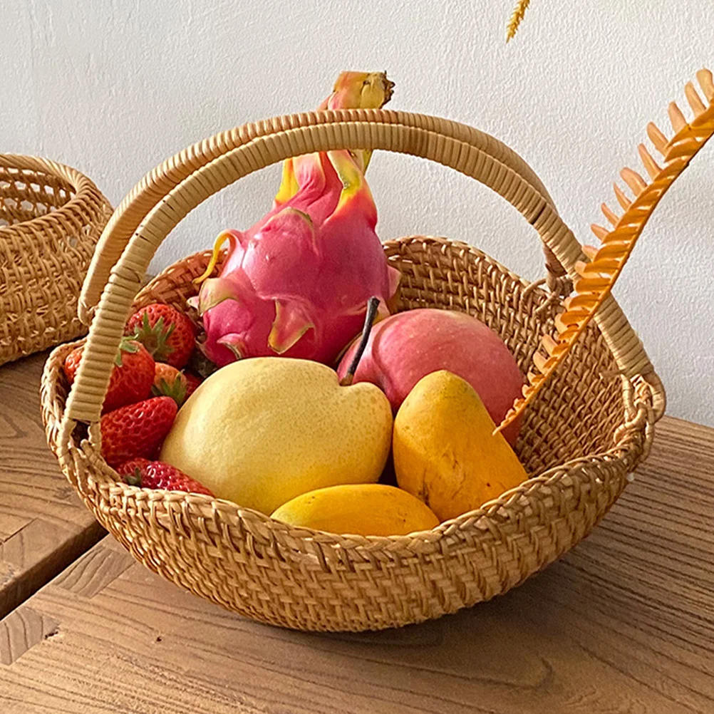 

English title: Rattan Woven Basket Handle Small Wicker Flower Basket Hand Woven Picnic Basket Candy Snacks Storage Basket Egg