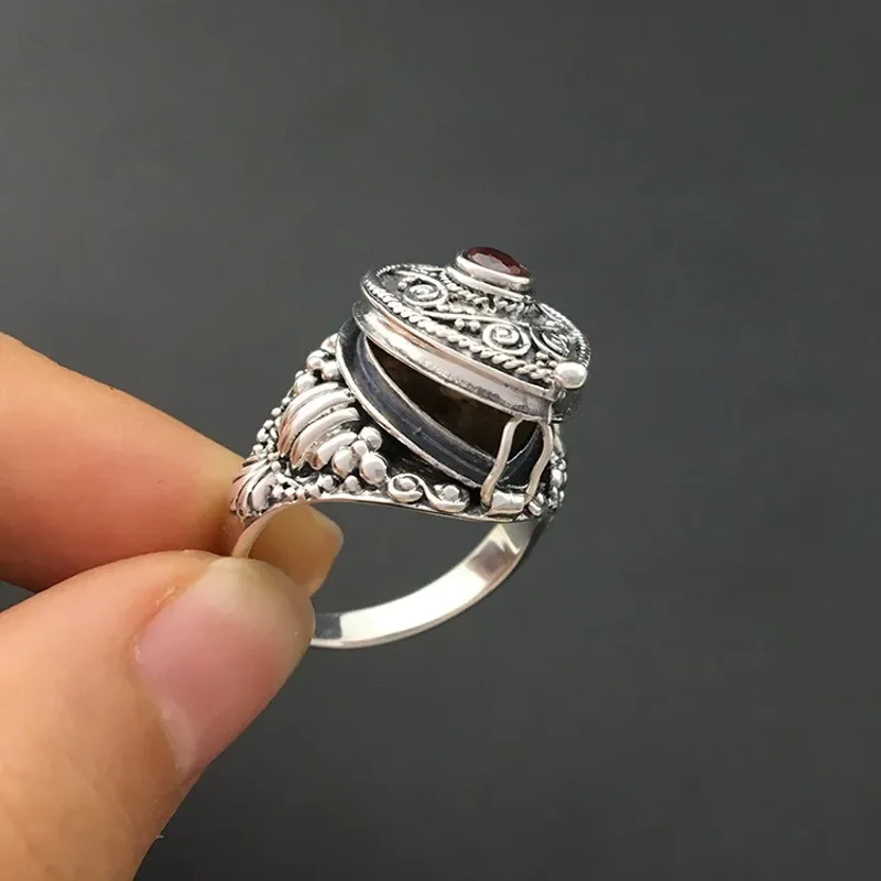 Настоящее серебряное ювелирное изделие S925 Непал открытое кольцо-коробка Гадо