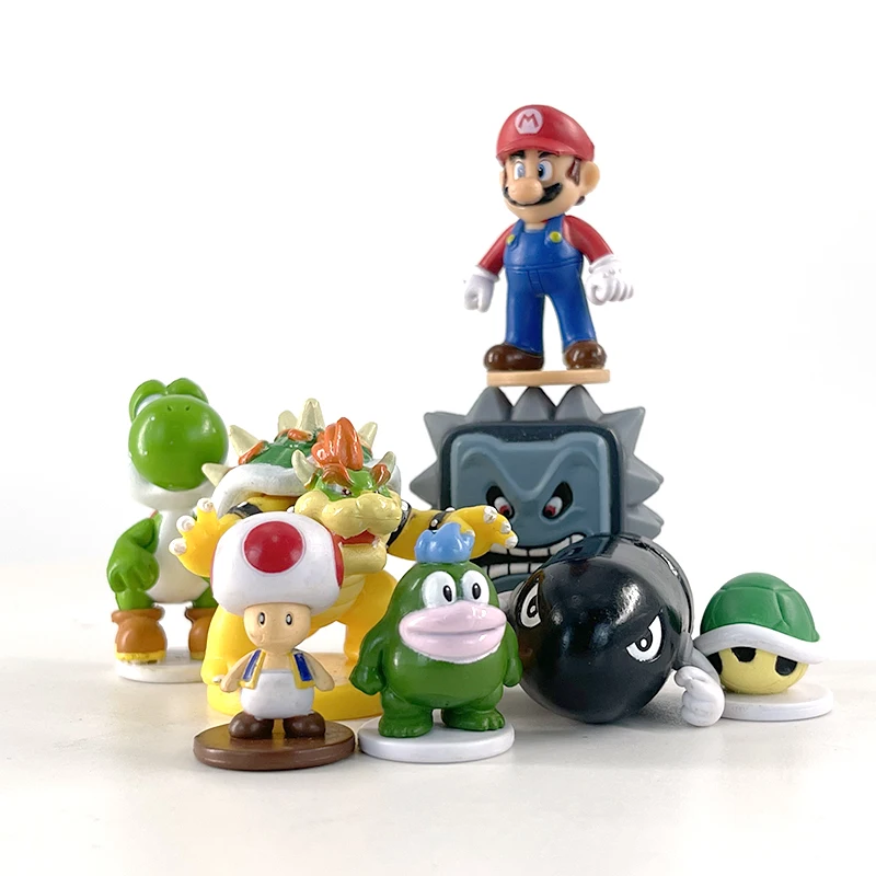 

Random 1pcs Super Mario Cartoon Anime Model Mario Luigi Yoshi Bowser Mushroom PVC Action Toy Figure Collection Dolls Kids Gifts