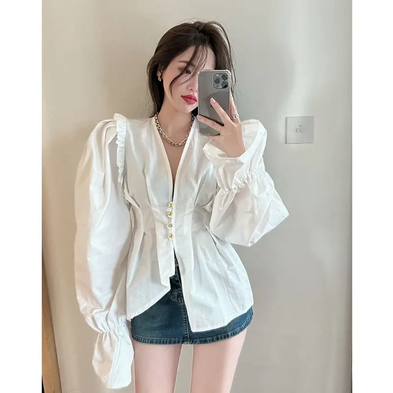 

Elegant Lantern Long Sleeve Blouse Shirt Women Tops New Chic Women Blouse Blusas Fashion Ladies Tops Slim Shirts Women J16