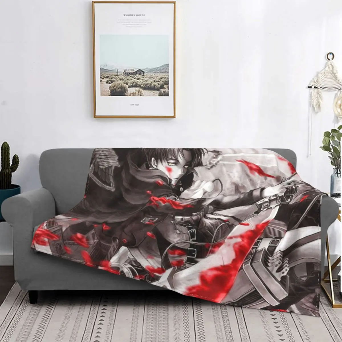 

Attack on Titan Eren Jager Juvenile Anime Blankets Coral Fleece Plush Decoration Bedroom Bedding Couch Bedspread
