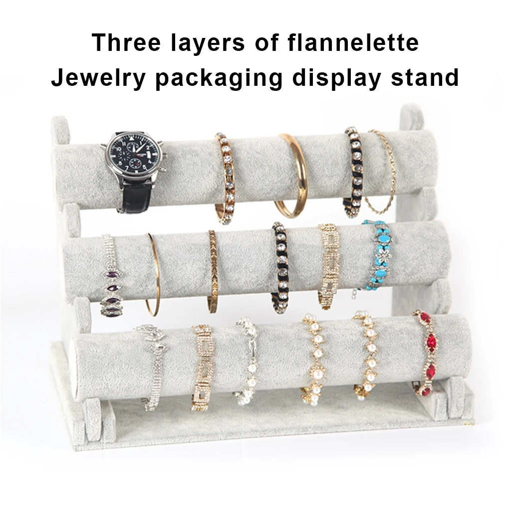 Female Three-layer Jewelry Organizer Bracelet Chain Fashion Display Stand Storage Hard Holder Desktop Craft Living