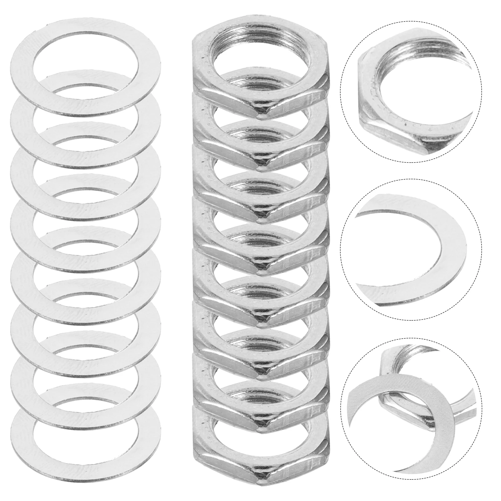

10 Sets Input Jack Socket Nut Potentiometer Washer Guitar Alloy Nut Accessory