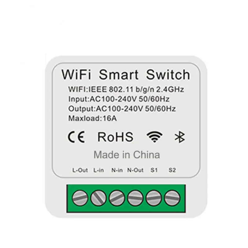 

Wifi Mini Smart Switch 16A DIY Light Switch Support 2-way Control Work With Tuya Smart Life EweLink Alexa Alice Google Home