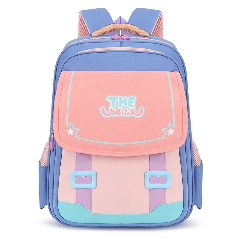 High-capacity Children Simple Panelled Backpacks New Primary Girls Boys Multi Layer Students Double Schoolbags for Grade 3-5