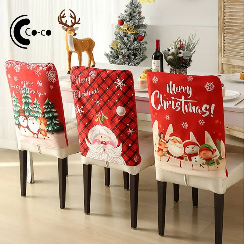 

Рождественские чехлы на стулья, Высококачественная Нетканая ткань, популярный прочный Рождественский креативный чехол на стул, аксессуары для украшения