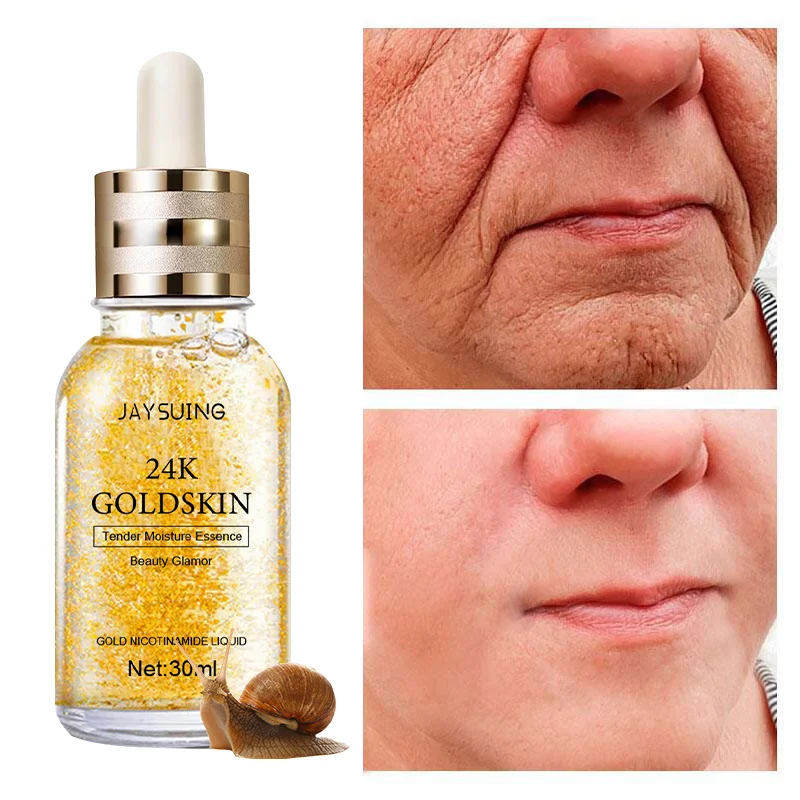 24K Gold  Lifting Firming Face Serum Removal Wrinkle Anti Aging Fade Fine Lines Essence Whitening Brighten Skin Care Products