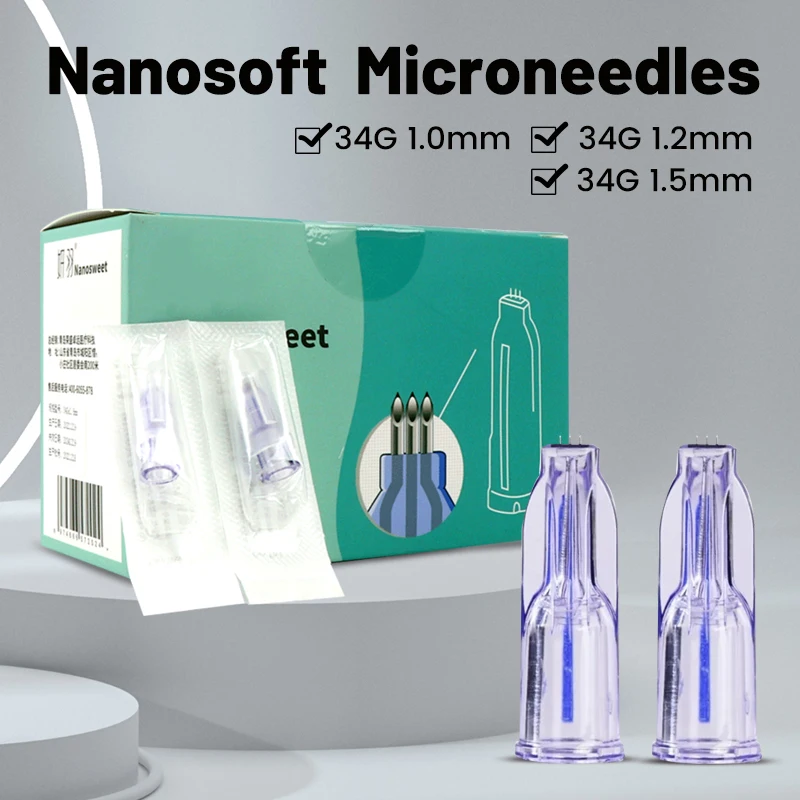 

Nanosoft Microneedles Eyes Neck Lines Skin Care Tool 34G 1.5mm 1.2mm 1mm Three Needles for Dermal Filler Hyaluronic Injection