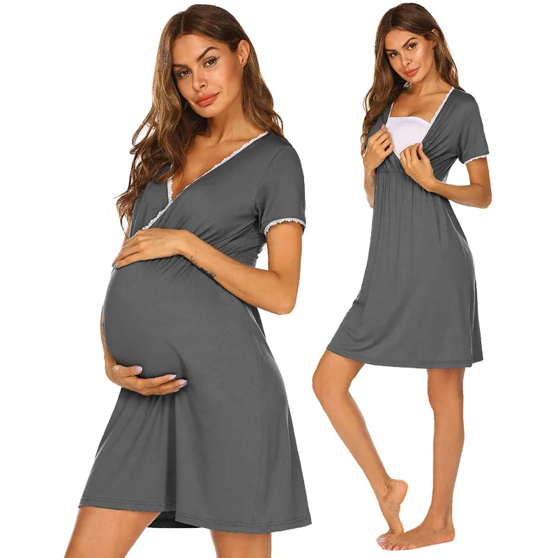 maternity dresses maternity clothes fashion cotton star print v-neck knee-length plus size dress pregnancy dress nursing dress enlarge