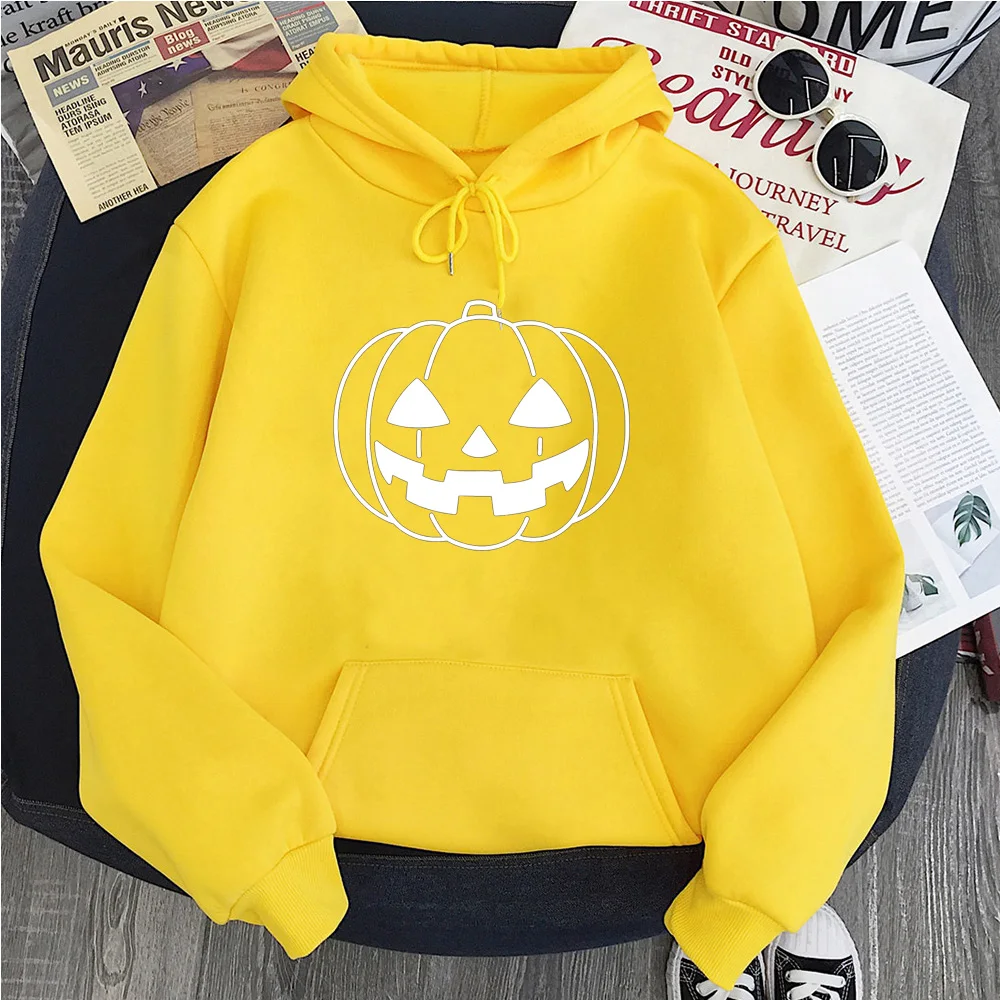 Pumpkin Hoodies Women Fall Sweatshirt Halloween Pumpkin Clothing Print Thanksgiving Hoodies Women Tops Korean Casual