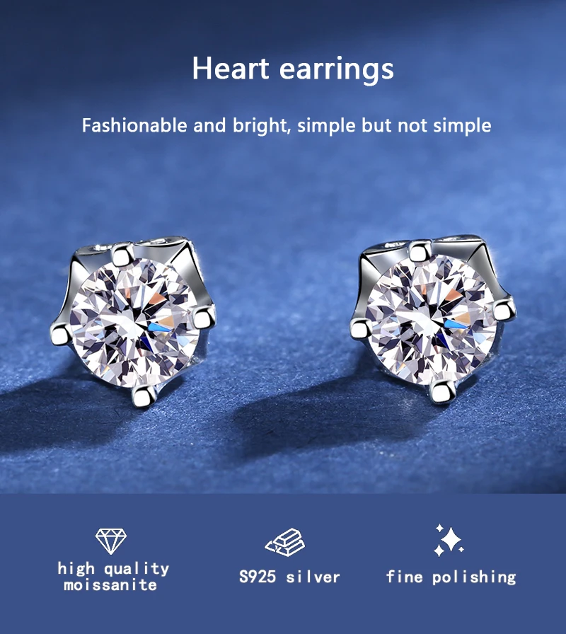 

Четырехзубчатые инкрустированные сверкающие Роскошные серьги-гвоздики бриллиантовые серебряные серьги для помолвки серьги с мусанитом с ...