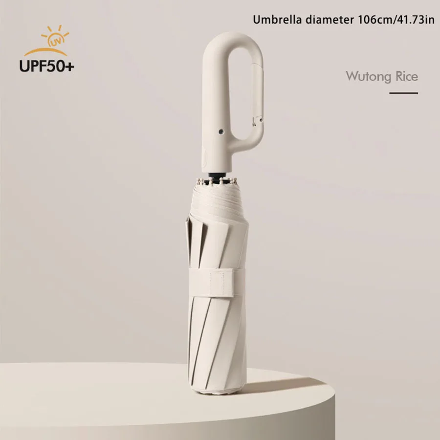 Белый ветрозащитный зонт с двойной костной пряжкой однотонный деловой полностью