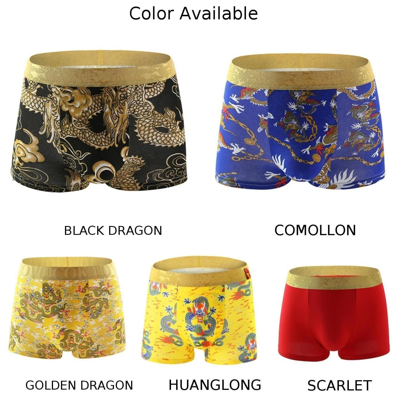

Chinese Style Men's Boxer Briefs Dragon Pattern Print Loose Underwear Comfort Panties Male Breathable Shorts Slippery Men
