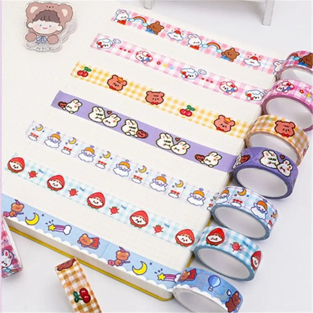 

1Pcs Cartoon Bear Bunny Kawaii Decorative Tape Set Kawaii Japanese Stationery Kawaii Scrapbooking Supplies Stickers 1.5cm x 5m